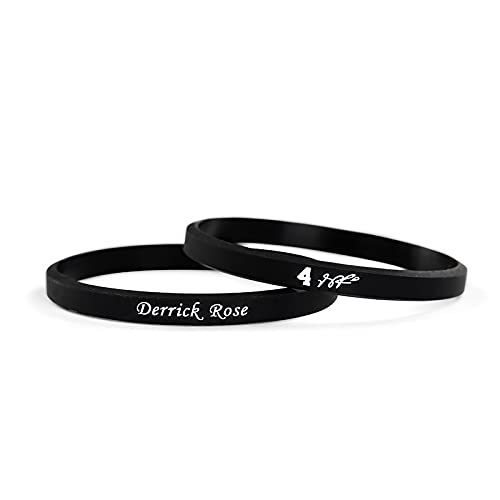 XLinBasketball Sports Silicone Bracelet Star"Derrick Rose" Signature Fine Sports Silicone Luminous Wristband Bracelet (Color : Black, Size : 170mm)