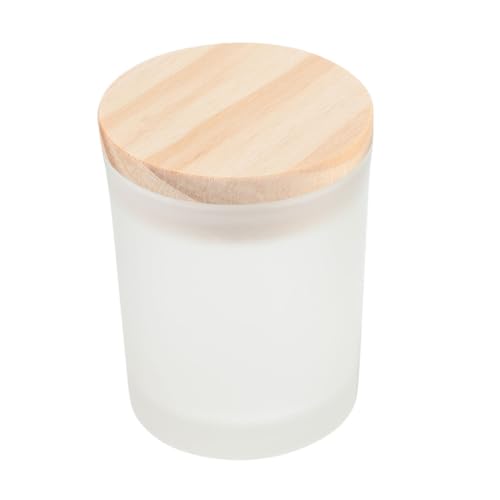 iplusmile Vaso de Vidrio Esmerilado para Velas Aromáticas con Tapa de Madera Diámetro 73 CM X Altura 81 CM Recipiente para Velas Caseras Adecuado para Decoración de Cumpleaños y Bodas