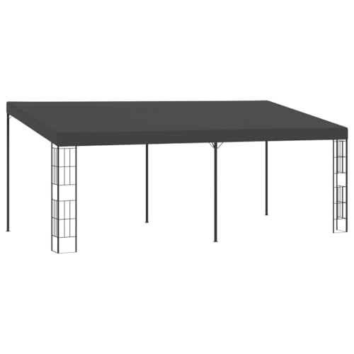 vidaXL Wand Pavillon, Anbaupavillon mit wetterbeständigem Baldachin, Sonnenschutz mit Stahlrahmen, Pergola Gartenpavillon, 3x6 m Anthrazit Stoff