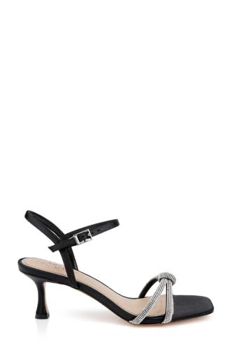 Image of Jewel Badgley Mischka Maci Metallic Sandal with Rhinestone Knot Detail