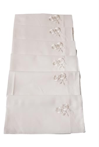 Image of ANVIK Women /Lady Cotton Embroidery Floral Handkerchief .Hanky for Kids Girls for School Size 33cm by 33 cm (Multicolour) Pack of 6
