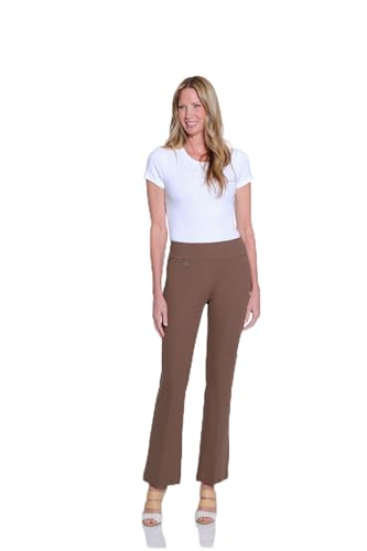 SLIM-SATION Women's Wide Band Elastic Waist Pull Over Flare Leg Pant
