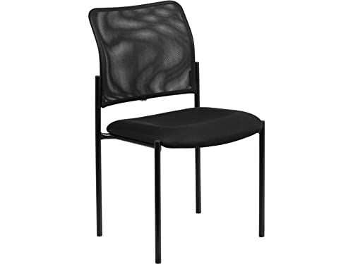 Offex Black Mesh Stackable Steel Reception Side Chair - 20 Pack #TOP12
