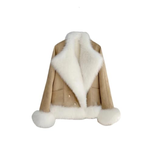 OFTBUY Moda de invierno, abrigo de piel auténtica para mujer, cuello de piel de zorro Natural, forro de piel de conejo Rex grueso y cálido, prendas de vestir exteriores holgadas de gamuza-2x6