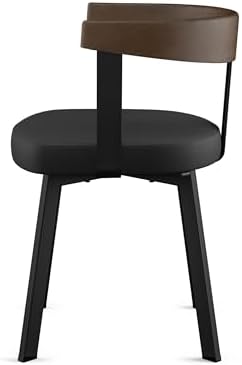 Amisco Lars Dining Chair with Wood Backrest - Black Faux Leather/Brown Wood/Black Metal - Thumbnail 4