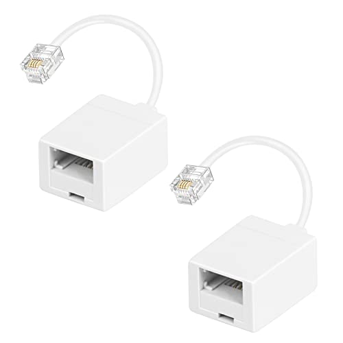 Adaptador de teléfono RJ11 a BT, enchufe RJ11 estándar a convertidor de enchufe de teléfono BT, Uvital 2Pack BT hembra a RJ11 macho, adecuado para teléfono 6P4C, máquina de fax Cover