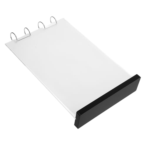 KICHOUSE Crylic Table Menu Display Stand Wood Sign Double-sided Flip Design for Restaurant Black Base A4 6 Card Sleeves Signs Picture Holders for Tables