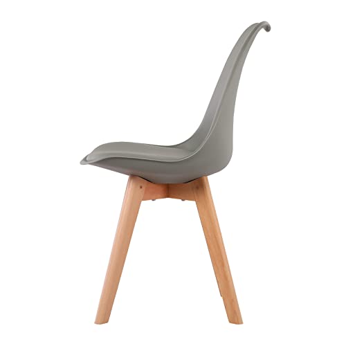 Miniatura 7 de Eggree Pack De 6 Comedor Silla De Oficina Con Las Piernas De Madera De Haya Maciza, Tm Sillas Sin Brazos Acolchada Para Mayor Comodida - Gris