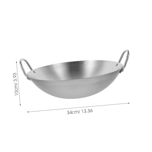 Wok de acero inoxidable con doble mango 34 cm miniatura 2