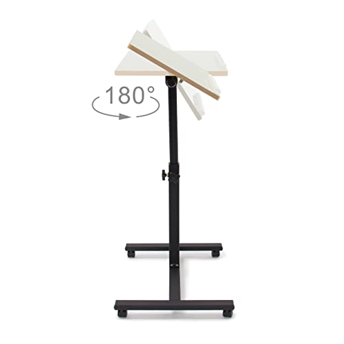 Relaxdays - Portátil de la mesa de altura regulable, con ruedas de terciopelo, con soporte para ratón de alto brillo lacado con antideslizante-barra, Color Naturaleza, 95 x 60 x 40,5 cm - imagen 5