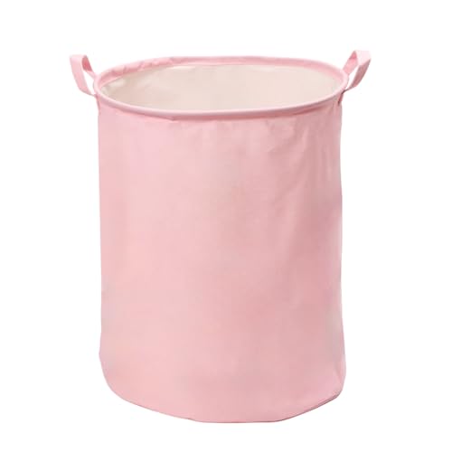Image of Nursery Storage Basket, Large Barrel Shaped Canvas Laundry Hamper With A Waterproof PE Coating, Foldable, for Kids, Boys and Girls, Bathroom and Bedroom Set, Clothes,Toys Bin.(Pink)