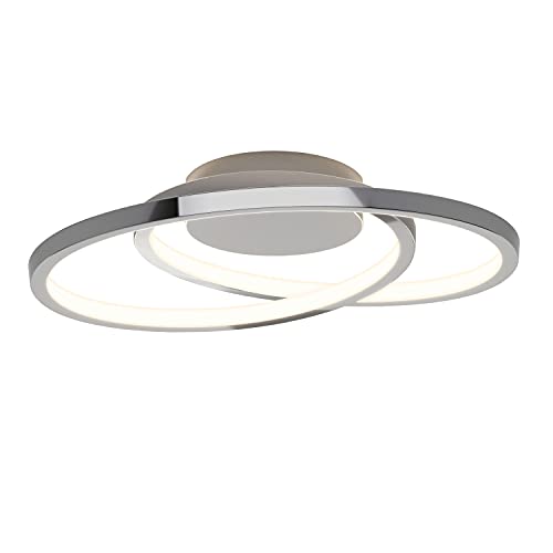 Artika Salto 15W LED Modern Swirl Flush Mount Ceiling Light Fixture, Chrome - Ideal for Bedroom, Hallway, Kitchen - 1000 Lumens, 2700 Kelvin, No Bulb Required by artika - Used condition - CA$74.69