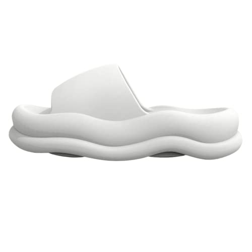 Image of Cloud Sandals Slippers for Women and Men | Indoor/Outdoor Available | Pillow Slippers Non-Slip Bathroom Shower Sandals | EVA Flat Sandals with Thick Sole (White, us_footwear_size_system, adult, women, numeric_range, medium, numeric_6, numeric_7)