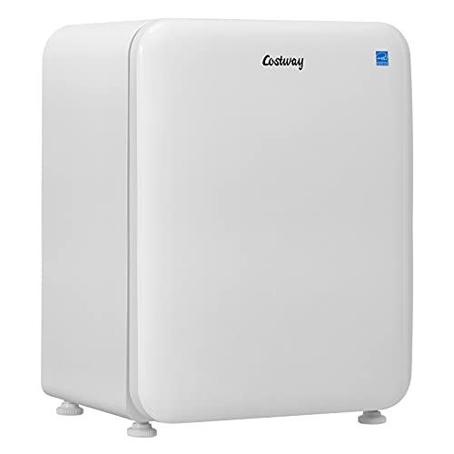 COSTWAY Compact Refrigerator, 2.4 cu ft. Single Door Small Fridge with Auto Defrost, Adjustable Temperature 32? to 50?, Reversible Door, Removable Glass Shelves, Mini Fridge for Apartment, White