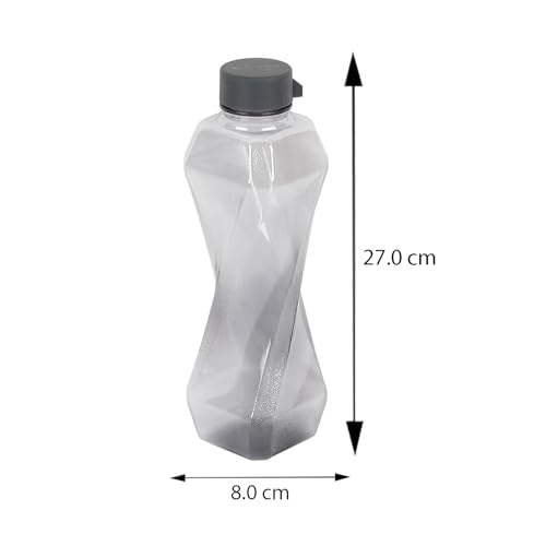 Image of PEARLPET Twist BPA-Free Plastic Water Bottle Set |Lightweight, Leak-Proof & Freezer Safe - Pack of 6 (1000ml Each), Grey