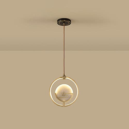 Lámpara de Techo de Cobre Estilo Oriental Mini Chaner, lámpara Colgante de Techo para Interiores, iluminación Colgante LED de latón de 16 W para Cocina, Isla, Dormitorio, mesita de Noche, Comedor.