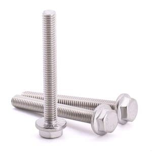 Image of M10-1.5 x 60mm (6 pcs) Flanged Hex Bolts, 304 Stainless Steel 18 /8, Large Washer Head Automotive Screws for Car Parts & Machinery Replacement