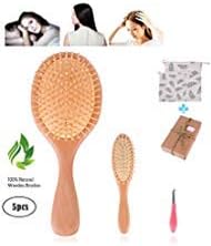 NaturePower Organic wooden Hair Brush+Mini Travel Brush 100% Eco-Friendly Wooden Bristle Hair Comb Set For Women And Men