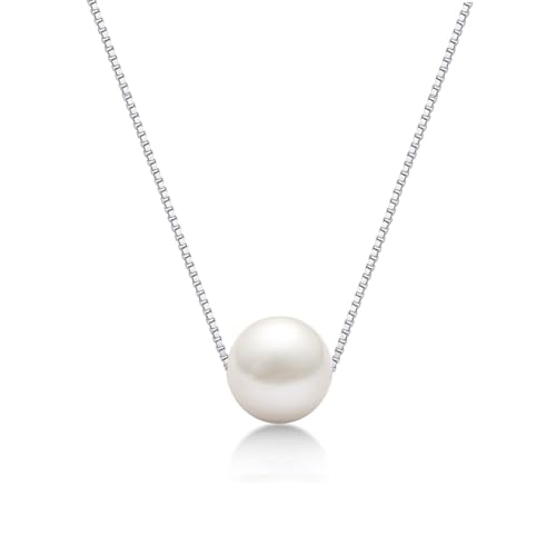 Rnivida 925 Sterling Silver Single Pearl Pendant Necklace for Women,18