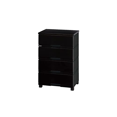 天馬(Tenma) 使いやすさを追求した光沢仕上げのチェスト 日本製 完成品 フィッツプラスプレミアム 4段 特許取得済 引出しロック付きで抜け落ちを防ぐ スムーズな引出し 脚付き 木製天板 インテリアに合うリビングチェスト タンス 収納ケース 衣装ケース