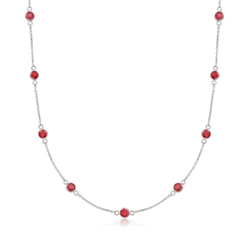 Ross-Simons 3.10 ct. t.w. Ruby Station Necklace in Sterling Silver. 18 inches