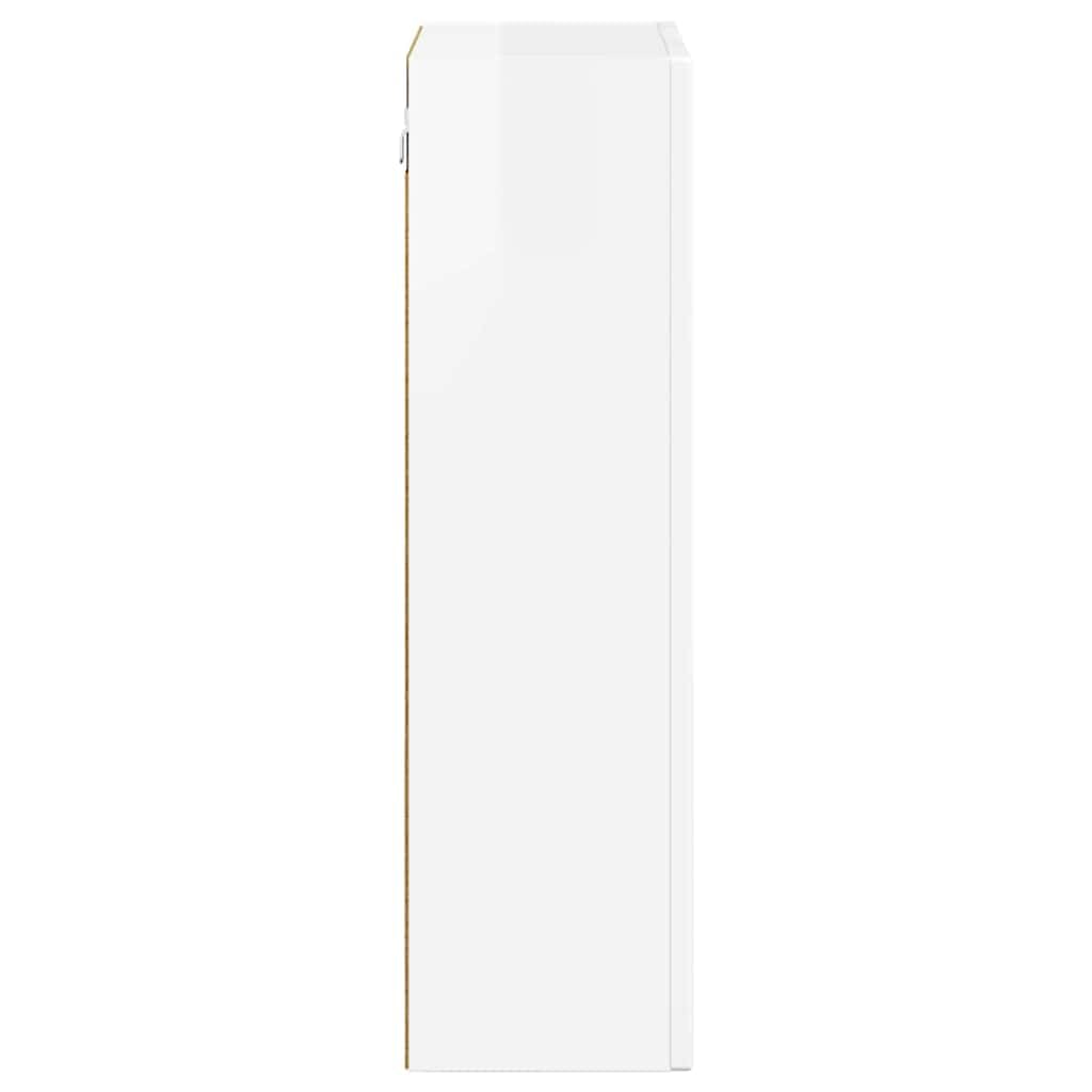 ELST - Armadio pensile bianco lucido, 59 x 20 x 71,5 cm, in legno con 6 ripiani da parete, versatile per cucina, corridoio, soggiorno