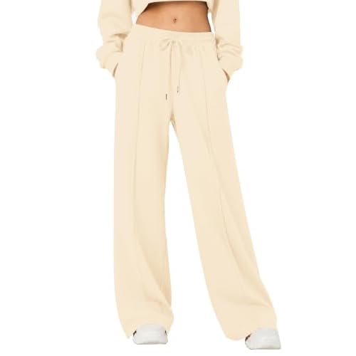 Rapbin Womens Fleece Lined Sweatpants Wide Leg Sweat Pants