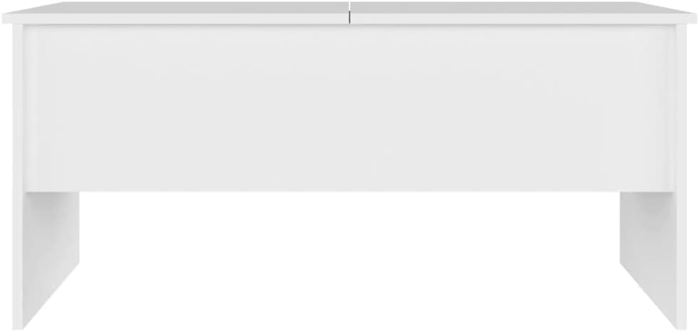 vidaXL Coffee Table, Lift Top End Table with Hidden Compartment, Accent Sofa Table for Living Room Bedroom, Modern Style, White Engineered Wood