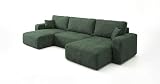 CORNERO Berlin U Ecksofa U Form mit Schlaffunktion und Bettkasten – Couch U Form fürs Wohnzimmer 5 Sitzer 385 cm x 185 cm x 86 cm