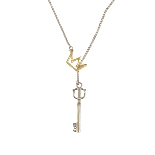 QKEOISUD Sora Keyblade - Collar con colgante de arma con diseño de corona del reino de acero inoxidable, diseño de corona de juego clásico, regalo de joyería de dibujos animados, 0, Acero inoxidable