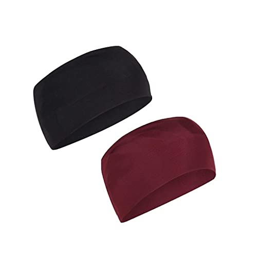 Adhvik Combo of Premium Black and Maroon Color Wide Moisture Wicking and Non-Slip Men’s and Women’s Sport Athletic Running/Fitness/Yoga/Workout/Gym Sweat Head Band