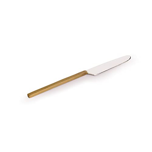 Image of ExclusiveLane 'Grand Enigma' Stainless Steel & Brass Handcrafted Butter Knife Spreader for Dining Table (Silver & Bronze, 6 Pieces), (L x W x H) = (9.6 x 0.9 x 0.2) Inch, (EL-005-1325)