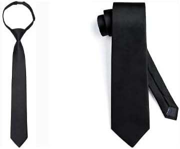 Enlision Black Ties for Boys and Men Silk Satin Father and Son Neck Tie for Wedding Graduation