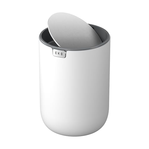 EKO Mini Tischmülleimer mit deckel, 1,5 Liter Kosmetikeimer Weiß, kleiner Tischabfalleimer für Bad, Schreibtisch, Schlafzimmer oder Auto EKO Mini Tischmülleimer mit deckel, 1,5 Liter Kosmetikeimer Weiß, kleiner Tischabfalleimer für Bad, Schreibtisch, Schlafzimmer oder Auto