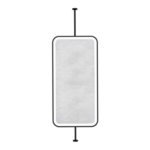 天井吊り下げ式フローティング両面ミラー、360°回転可能、曇り止め加工の化粧台シェービングミラー、3色のLED照明付き(Black,40x70cm)