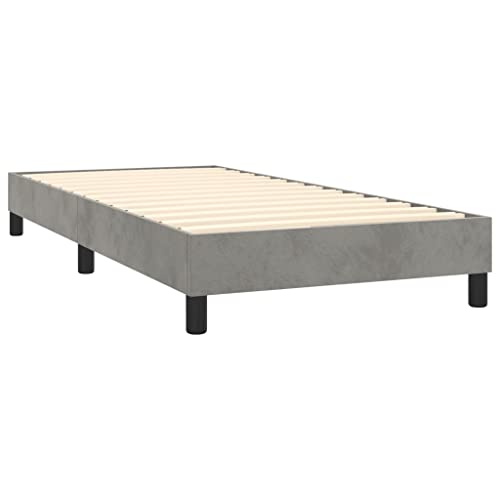 AJSEOYBS Bettrahmen,Bettlattenrost,Plattformbett,Boxspringbett Hellgrau 90x200 cm SamtGeräuschlos,Geeignet für Schlafzimmer Leicht zu installieren – Bild 6
