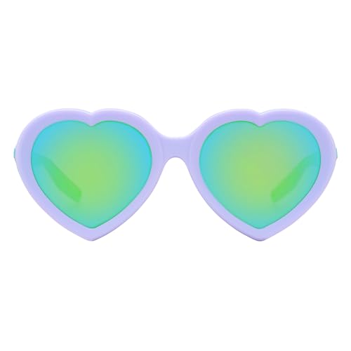 Pit Viper The Admirer Heart Shaped Sunglasses (Light Purple with Blue-Green Lens)