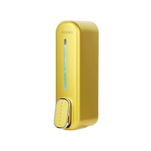 Image of Black ABS Wall Mounted Soap Dispenser: Leak-Free Hand Wash & Shampoo Bottle for Bathroom, Kitchen, Shower, Ideal Home Gadget & Organiser for Soap Dispenser in Wash Basin. (Gold)