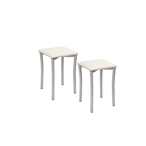 ASTIMESA Dos Taburetes de Cocina Patas diseño Redondas y Asiento Polipiel Blanco