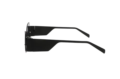 Technigadgets Liev Cats Eye Semi-Rimless Sunglasses Polygon Retro Metal Frame Eyeglasses For Men Women Outdoor Fashion Eyewear UV Protection Mens Womens Gift Black/Black3