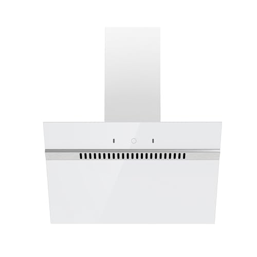 FIREGAS Campana extractora de 60 cm - Motor sin escobillas, Clase energética A+++, Caudal de aire de 684 m³/h, Modo de extracción/recirculación, Cristal templado, Diseño moderno, Color blanco