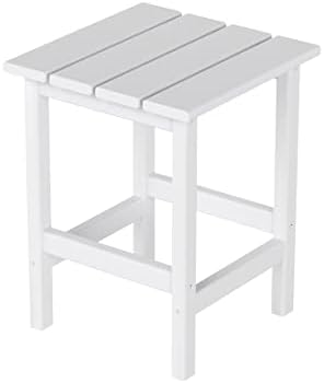 WestinTrends Outdoor White Side Table, All Weather Poly Lumber Adirondack Small Patio Table Square End Table for Pool Balcony Deck Porch Lawn Backyard