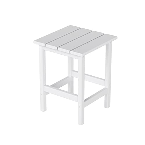 Westintrends Outdoor White Side Table, All Weather Poly Lumber Adirondack Small Patio Table Square End Table For Pool Balcony Deck Porch Lawn Backyard #TOP9