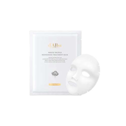 d'alba Piedmont Italian White Truffle Nourishing Mask 5pcs, Vegan Skincare, Nourishing Sheet Mask for Dry and Tired Skin, Deep Hydration, Korean Skin Care