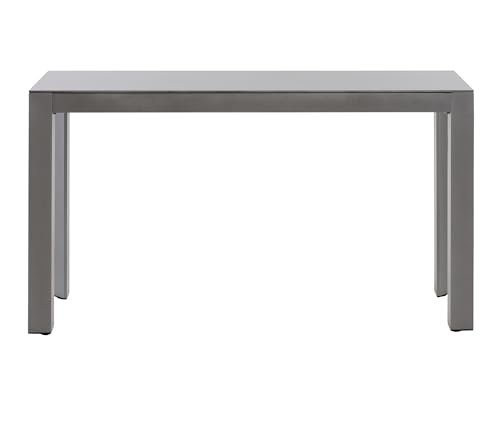 Dehner Gartentisch Chicago, schmaler Balkontisch, bis zu 6 Sitzplätze, 133.5 x 75 x 42 cm, Aluminium/Stein, grau