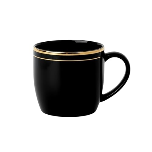Image of Vistas Black Gold Line Ceramic Tea Cups Set of 6, 180ml | Porcelain Tea Cups, Tea Cups Set of 6 | Glossy Finish | Premium Ceramic | Perfect for Every Occasion