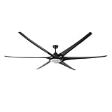 LUMIKING Ventilador de Techo Grande 254 cm | Motor DC Silencioso y LED 24W | Industrial Grandes Superficies con 3 Temperaturas de Luz, 6 Velocidades, Mando a Distancia, Temporizador y Memoria (Negro)