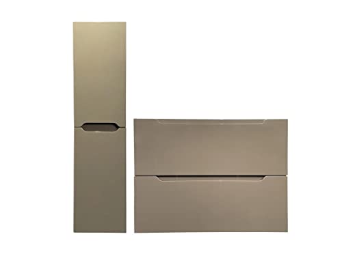 Vente-unique - Mueble Individual Lavabo Colgante con Columna - Topo - 80 cm - Stefanie