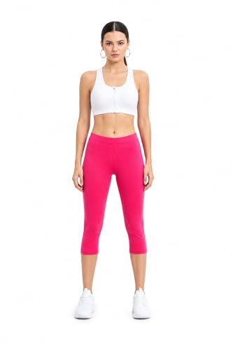 Image of TRASA Women's Cotton Capri Leggings, Stretchable 3 /4 Length Crop Pants, Comfortable, Plus