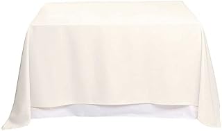 BalsaCircle 90x90-Inch Beige Square Polyester Tablecloth Table Cover Linens for Wedding Party Catering Kitchen Dining Even